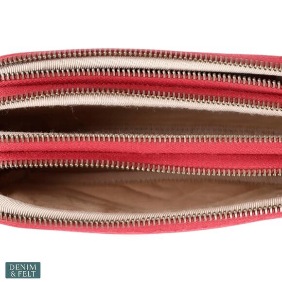 Gucci GG Marmont Mini Red Leather Triple Zip Crossbody Chain Bag/Purse Authentic - Picture 8 of 16